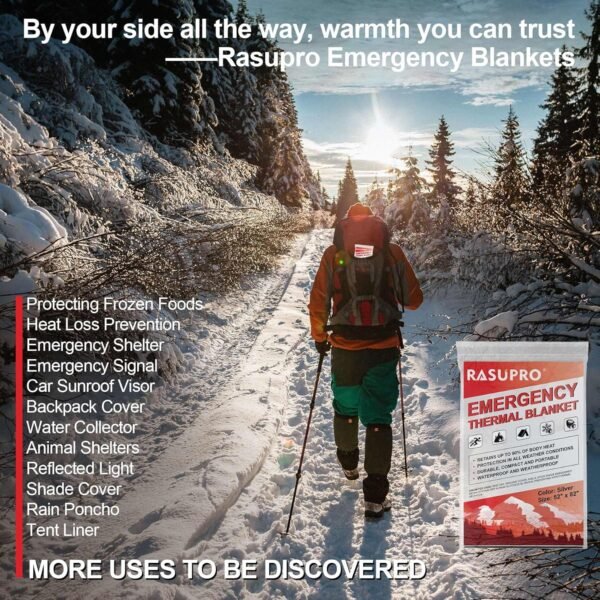 9 Pack Emergency Blankets, Outdoor Survival Emerge... - Image 4