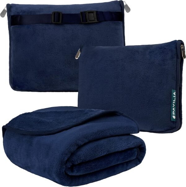 PAVILIA Travel Blanket Pillow, Soft Airplane Blank... - Image 2