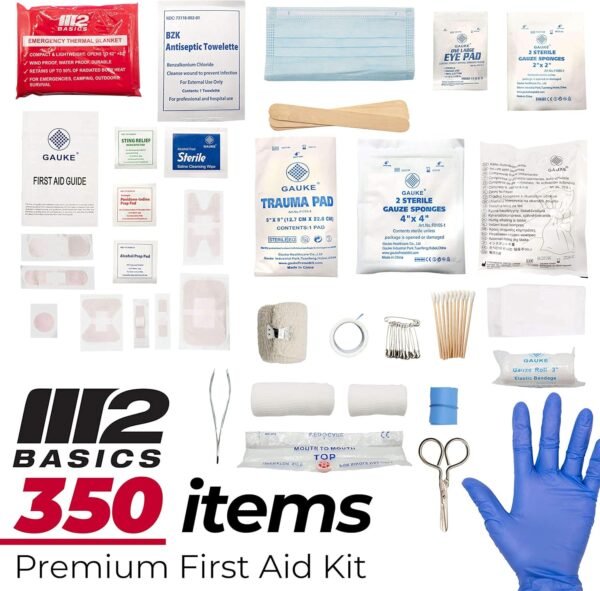M2 BASICS Professional 350 Piece First Aid Kit | B... - Image 4
