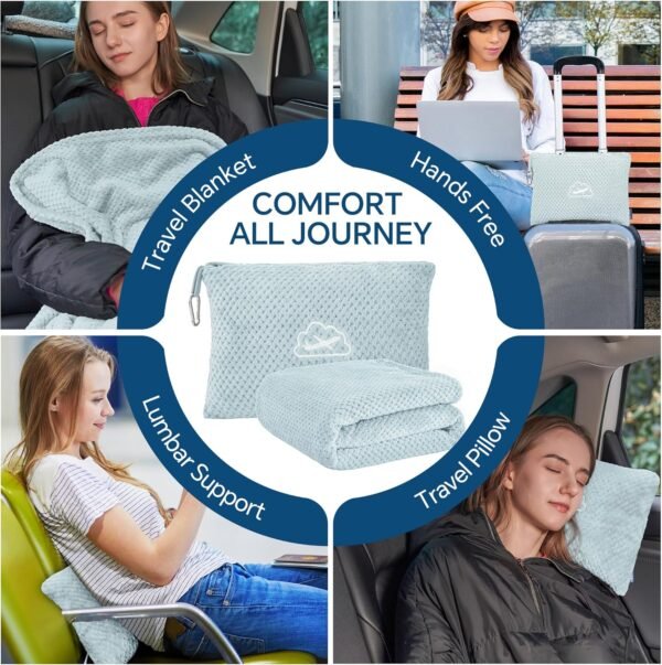 BEDELITE Travel Blanket and Pillow Set 2-in-1, Ult... - Image 3