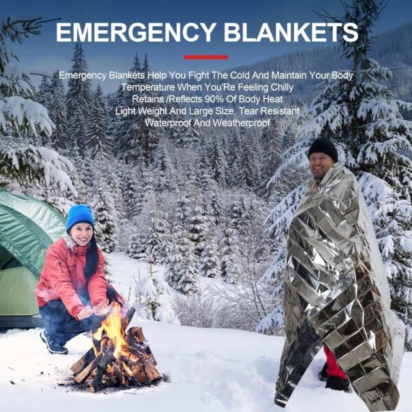 9 Pack Emergency Blankets, Outdoor Survival Emerge... - Image 6