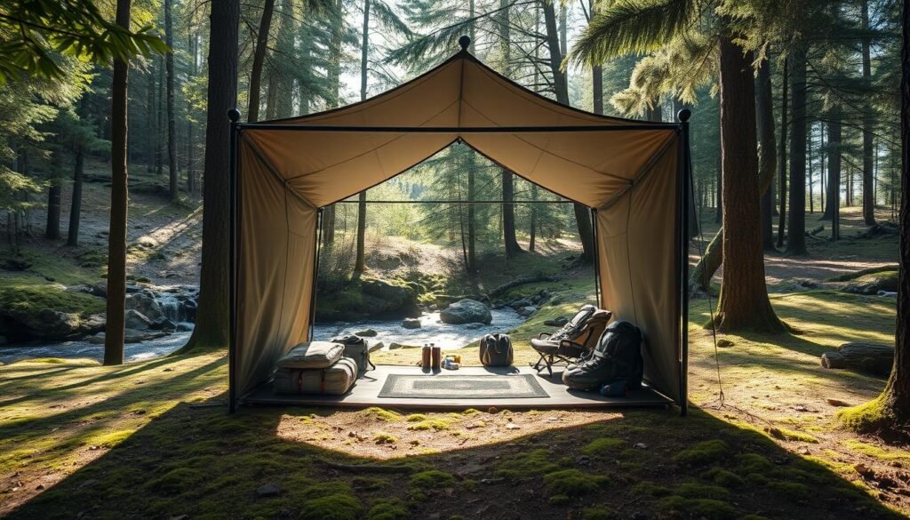 grid hiking shelter setup